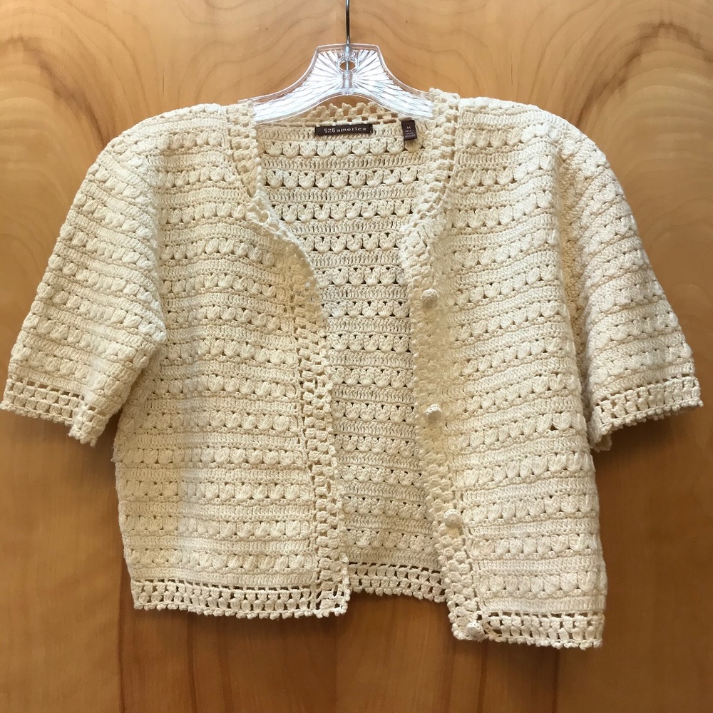 525 America Crochet Short Sleeve Sweater
